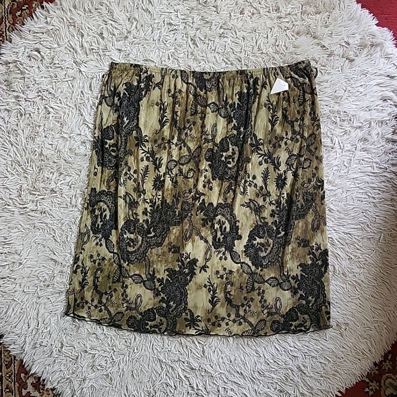 Vintage Whimsigoth Fairycore Skirt Micro Pleats Lettuce Hem Paisly Grunge Fall - Picture 1 of 9